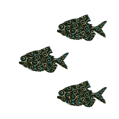 Fish spiral pattern design vector 13
