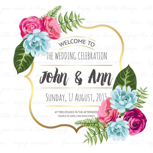 Flower frame with wedding invitation vector