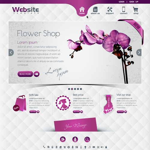 Flower shop website vector template