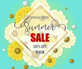 Flower with summer sale background vector