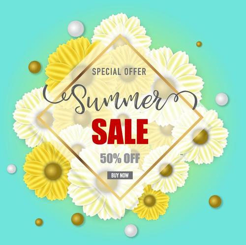 Flower with summer sale background vector