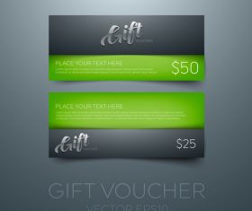 Gift vouchers green template vector 01