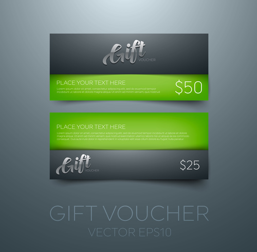 Gift vouchers green template vector 01