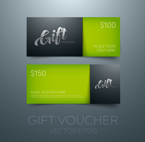 Gift vouchers green template vector 02