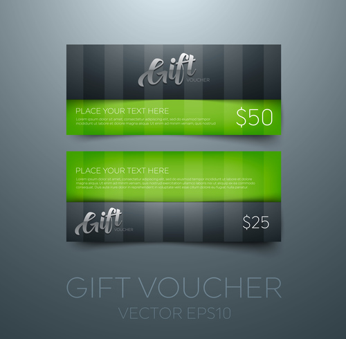 Gift vouchers green template vector 03