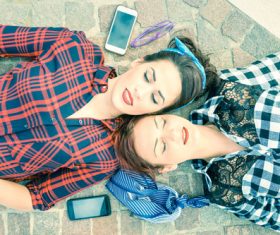 Girl and smart phone Stock Photo