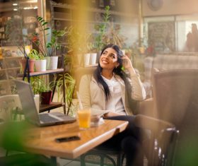 Girl resting in cafe Stock Photo