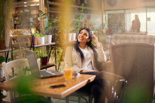 Girl resting in cafe Stock Photo