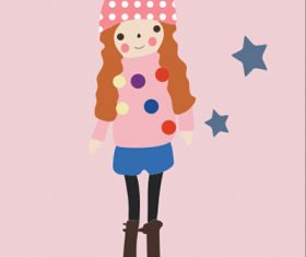 Girl wearing knit cap vector