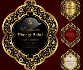 Gold framed labels - vector set (2)