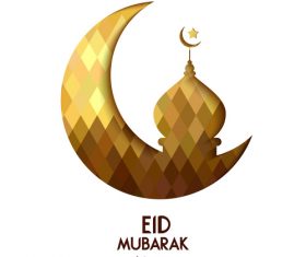 Golden Eid mubarak decorative with white background vector 01