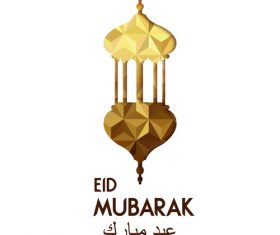 Golden Eid mubarak decorative with white background vector 02
