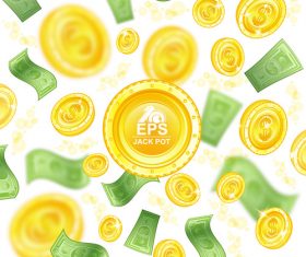 Golden coins and banknotes vector background 01