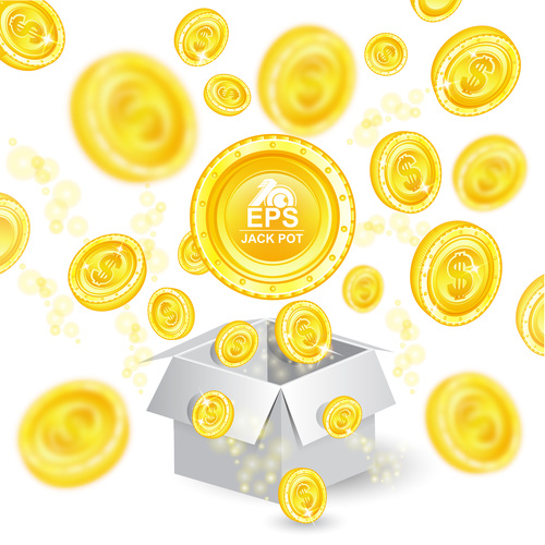 Golden coins shiny background vector 01