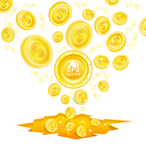 Golden coins shiny background vector 02