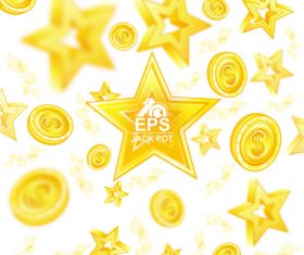Golden coins with star background vector 01