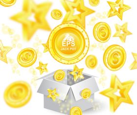 Golden coins with star background vector 02
