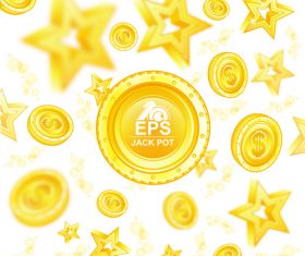 Golden coins with star background vector 03