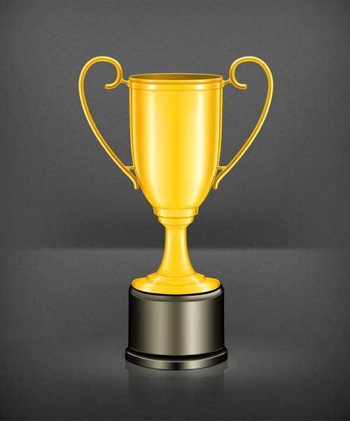 Golden cup trophy illustration vector 03