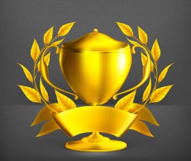 Golden cup trophy illustration vector 06