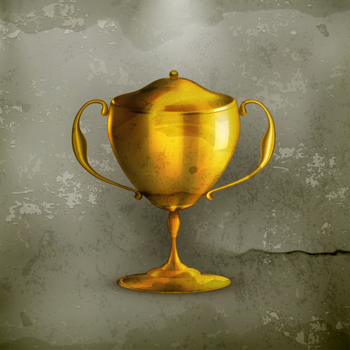 Golden prize with grunge background vector
