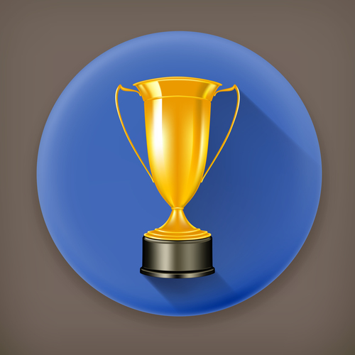 Golden prize with round blue backgound vector