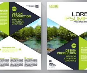 Green brochure cover vector template material 01