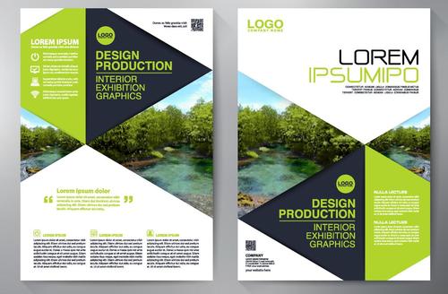 Green brochure cover vector template material 01