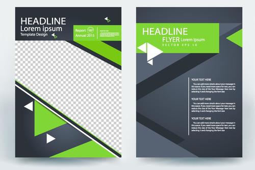 Green brochure cover vector template material 02