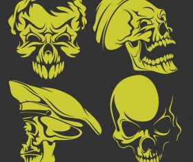 Green skull head pattern for tattoos with t-shirt vector 01
