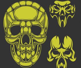 Green skull head pattern for tattoos with t-shirt vector 02
