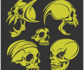 Green skull head pattern for tattoos with t-shirt vector 08