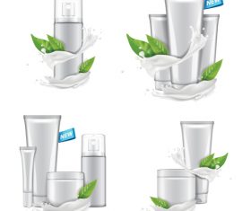 Green tea cosmetic package vector design