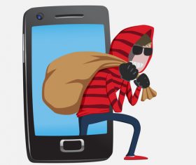 Hacker step with smart phone vector 01