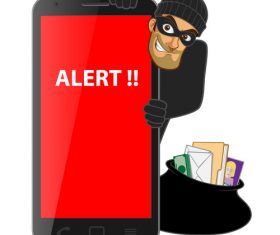 Hacker step with smart phone vector 02