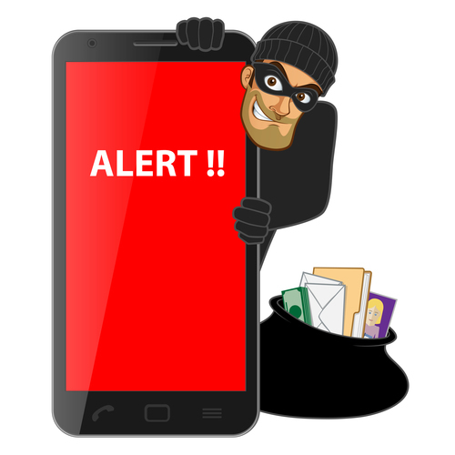 Hacker step with smart phone vector 02