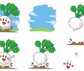 Hand drawn cartoon white radish vector