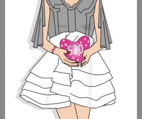 Hand holding heart shaped girl vector