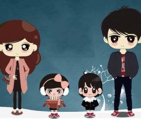 Happiness family cartoon vector material