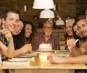 Happy family birthday party Stock Photo