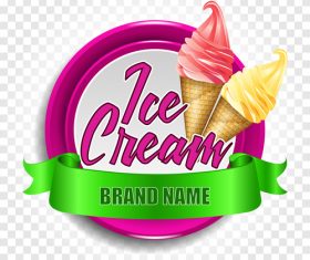 Ice cream label with green ribbon vector