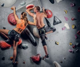 Indoor climbing for men and women Stock Photo