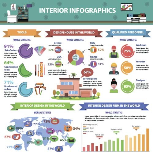 Interior infographic template vector