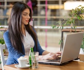 Lady using laptop Stock Photo 01