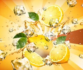 Lemon juice with ice vector material