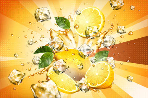 Lemon juice with ice vector material