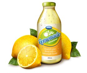Lemonade bottle with lemon design vector
