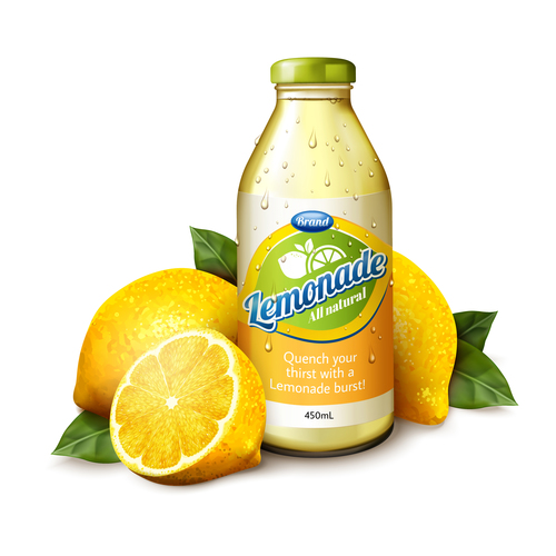 Lemonade bottle with lemon design vector