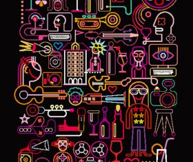 Linear painting vector 09