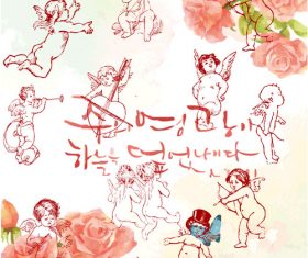 Little angel in the flowers vector